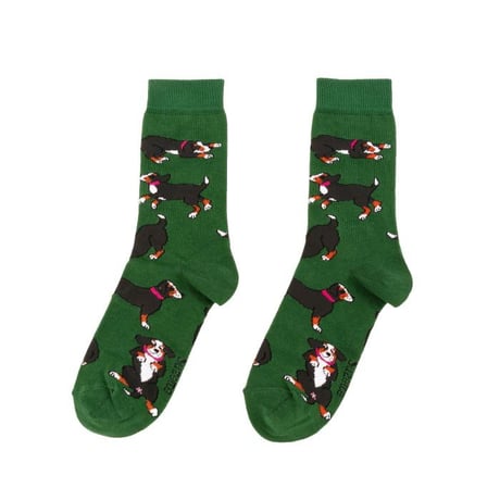 ククシュゼット 正規商品 靴下 レディース 犬 フランス ギフト おしゃれ Coucou Suzette バーニーズ ソックス Bernese Socks ダークグリーン Dark Green