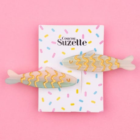 ククシュゼット 正規商品 ヘア アクセ ピン かわいい 海 魚 フランス Coucou Suzette イワシ クリップ セット(sardinesclip)
