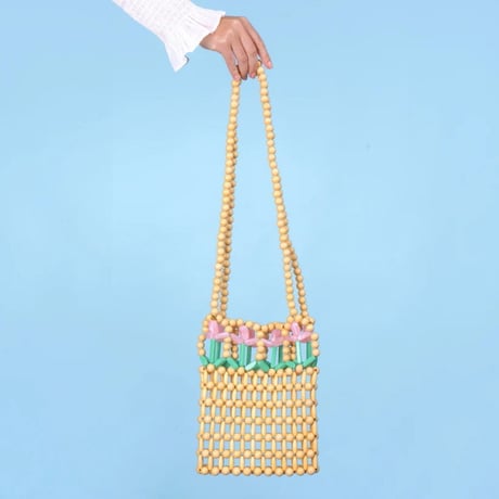 ククシュゼット 正規商品 ビーズ バッグ ショルダー かわいい 花 Coucou Suzette チューリップ ビーズ バッグ Tulip Beaded Bag ベージュ Beige