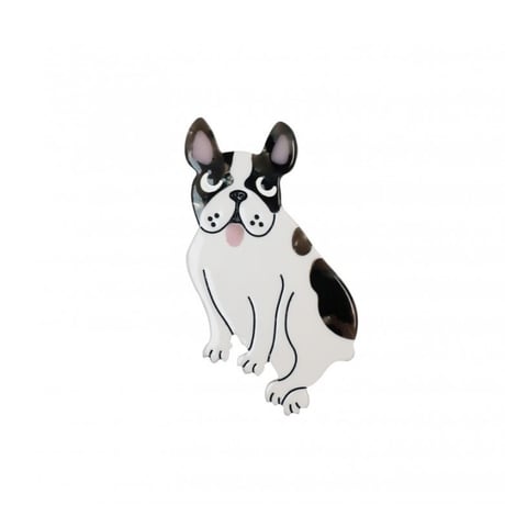 ククシュゼット 正規商品 ヘアアクセ クリップ ピン ヘアピン 犬 かわいい フランス Coucou Suzette ブルドッグ ヘア クリップ ホワイト×ブラック(bulldogclip)