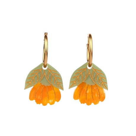 ククシュゼット 正規商品 ピアス レディース 2個売り 両耳用 花 かわいい フランス キンセンカ カレンデュラ イヤリング (calendulaear)