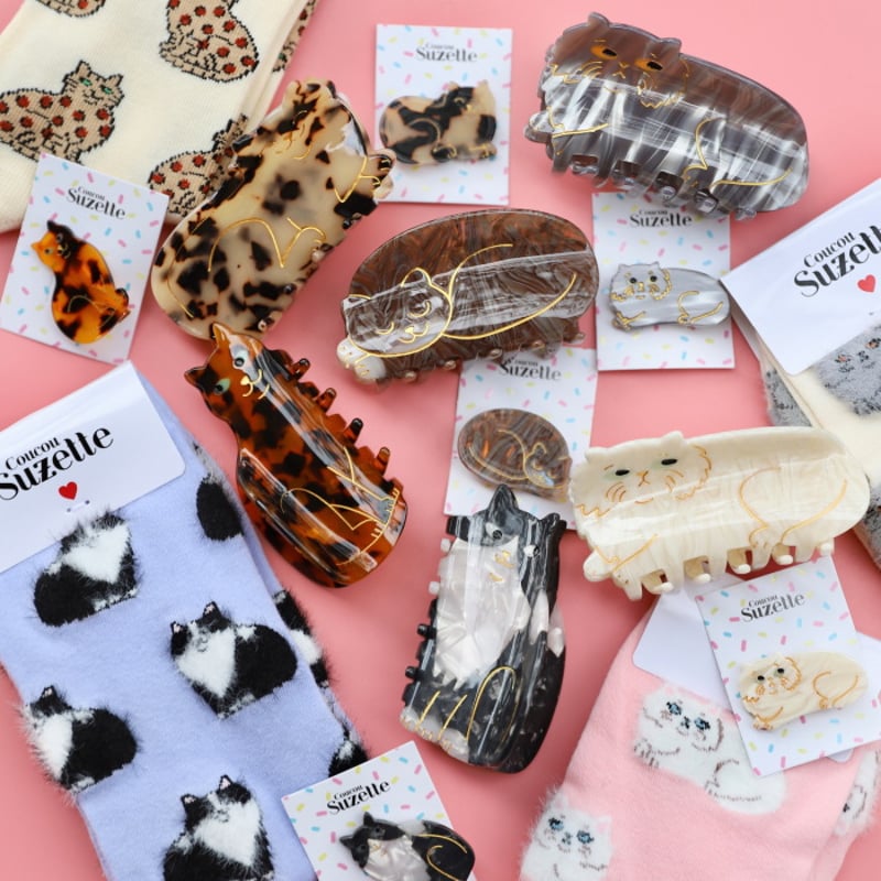 ククシュゼット 正規商品 ヘア アクセ クリップ かわいい 猫 フランス