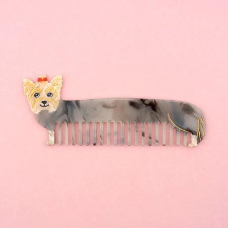 ククシュゼット 正規商品 ヘア くし ブラシ コーム かわいい フランス ギフト Coucou Suzette ヨークシャテリア コーム Yorkshire Comb グレー Gray