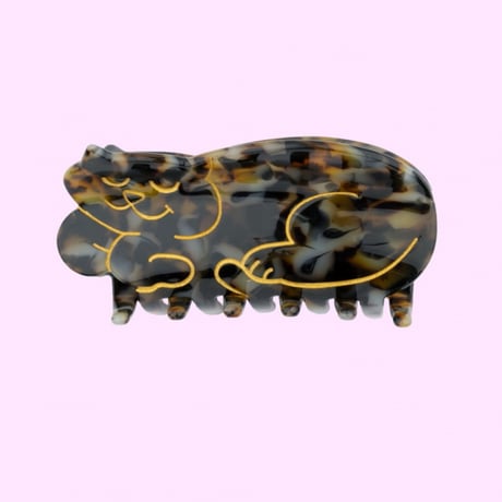 ククシュゼット 正規商品 ヘア アクセ クリップ かわいい 猫 サビ猫 フランス Coucou Suzette  トータスシェル キャット ヘア クロー ブラウン系(shellcatclaw)