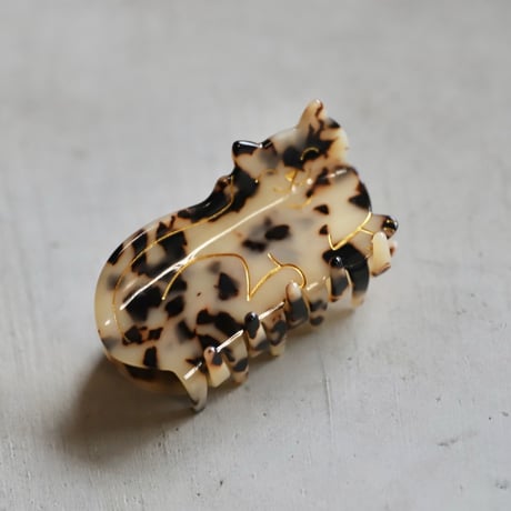 ククシュゼット 正規商品 ヘア アクセ クリップ かわいい 猫 トラネコ フランス Coucou Suzette タビー キャット ヘア クロー ベージュ系 べっ甲模様(tabbycatclaw)