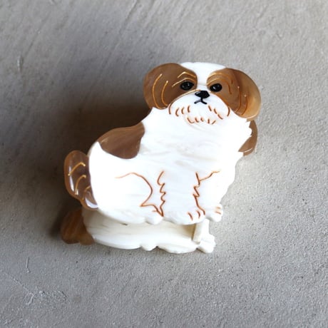 ククシュゼット 正規商品 ヘア アクセ クリップ 犬 Coucou Suzette  シーズー ヘア クロー ホワイト×ベージュ( shihtzuclaw)