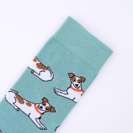 ククシュゼット 正規商品 靴下 レディース かわいい おしゃれ 犬 クルー丈 Coucou Suzette ジャックラッセル ソックス Jack Russel Socks ターコイズ ブルー