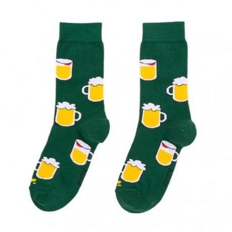 ククシュゼット 正規商品 靴下 おしゃれ 個性的 ビール フランス クルー丈 Coucou Suzette ビール柄 ソックス Beers Socks グリーン Green(beerssocks)