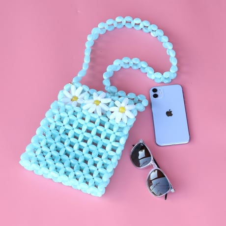 ククシュゼット 正規商品 ビーズ バッグ ショルダー かわいい 花 Coucou Suzette デイジー ビーズ バッグ Daisy Beaded Bag ブルー Blue