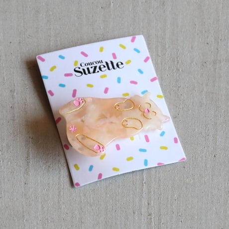 ククシュゼット 正規商品 ヘアアクセ クリップ ピン 猫 トラ猫 ヘアピン フランス Coucou Suzette ジンジャーキャット ヘア クリップ ベージュ系  (gicatclip )