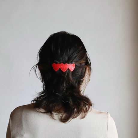 ククシュゼット 正規商品 ヘア アクセ クリップ バレッタ Coucou Suzette ハート フレンチ バレッタ レッド  (heartbarrette)