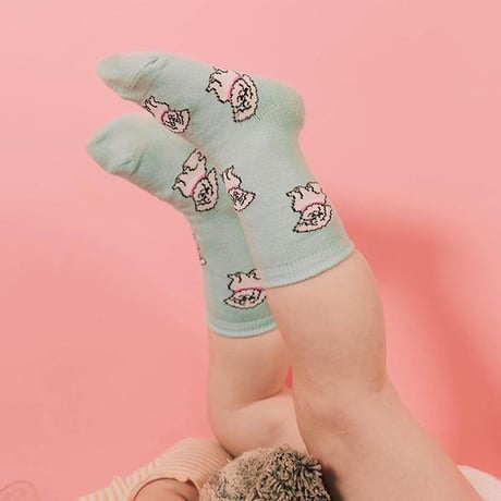 ククシュゼット 正規商品 靴下 レディース おしゃれ かわいい 犬 フランス クルー丈 Coucou Suzette ビション ソックス Bichon Socks スカイ ブルー Sky Blue