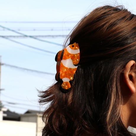 ククシュゼット 正規商品 ヘア アクセ クリップ かわいい 海 夏 魚 生き物 フランス Coucou Suzette カクレクマノミ ヘア クロー オレンジ(clownfishclaw)