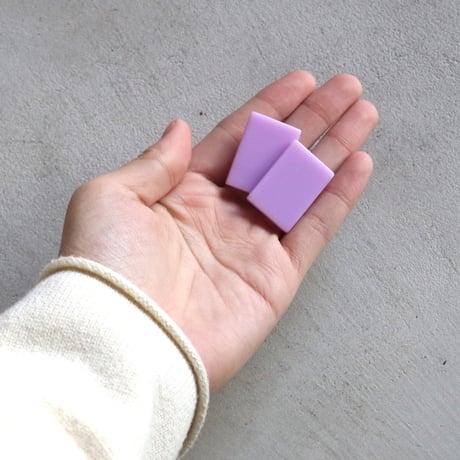 ククシュゼット 正規商品 ピアス 2個売り 両耳用 レトロ 大ぶり フランス 長方形 イヤリング パープル ( rectangleear)
