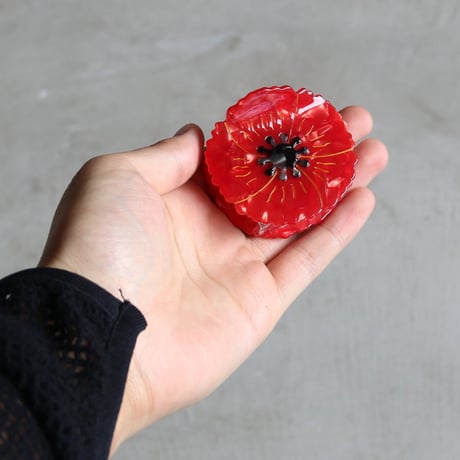 ククシュゼット 正規商品 ヘア アクセ クリップ かわいい 花 フランス ギフト Coucou Suzette ポピー ヘア クロー Poppy Hair Claw レッド (poppyclaw)
