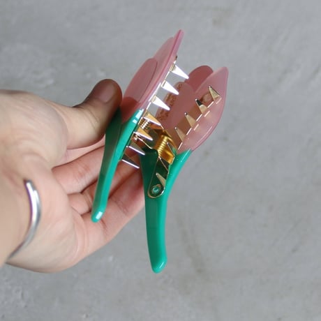 ククシュゼット 正規商品 ヘア アクセ クリップ かわいい 花 フランス Coucou Suzette チューリップ ヘア クロー ピンク(singletulipclaw)