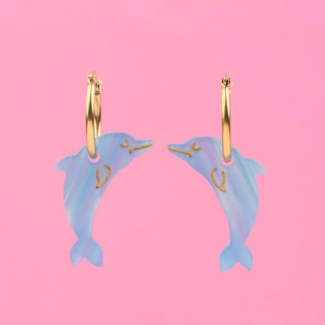 ククシュゼット 正規商品 ピアス レディース 2個売り 両耳用 魚 海 かわいい ギフト フランス イルカ ピアス ブルー (dolphinear)