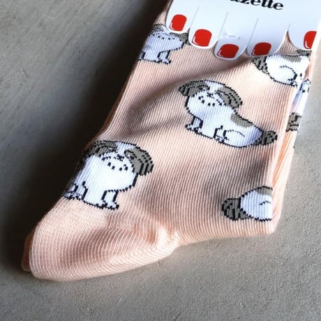 ククシュゼット 正規商品 靴下 レディース おしゃれ かわいい 犬 ギフト Coucou Suzette シーズー ソックス Shih Tzu Socks サーモンピンク Salmon Pink