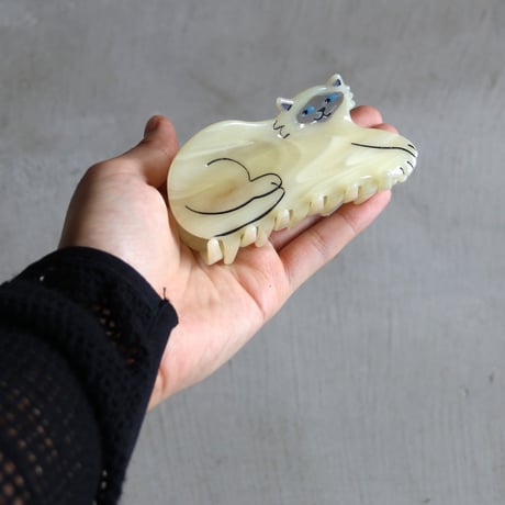 ククシュゼット 正規商品 ヘア アクセ クリップ かわいい 猫 シャム フランス Coucou Suzette  シャム猫 ヘア クロー ホワイト(siameseclaw)