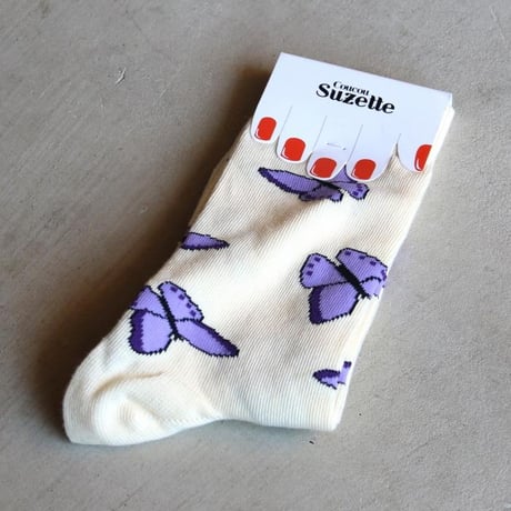 Coucou Suzett / パープル バタフライ ソックス / pubutterflysocks
