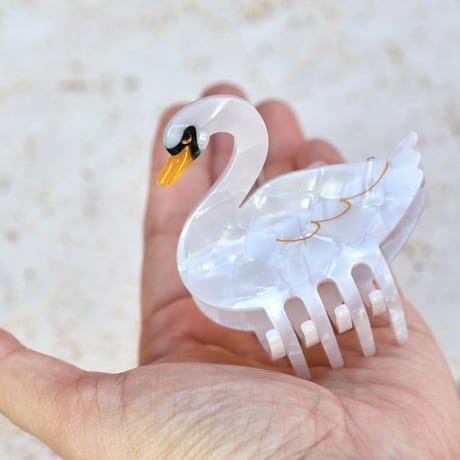ククシュゼット 正規商品 ヘア アクセ クリップ かわいい 鳥 フランス Coucou Suzette  白鳥 ハクチョウ ヘア クロー ホワイト (swanclaw)