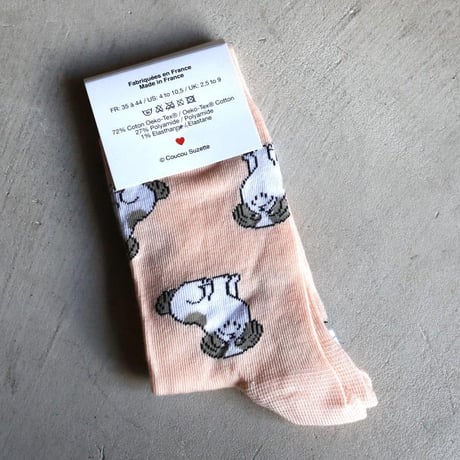 ククシュゼット 正規商品 靴下 レディース おしゃれ かわいい 犬 ギフト Coucou Suzette シーズー ソックス Shih Tzu Socks サーモンピンク Salmon Pink