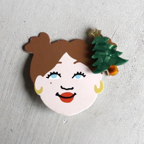 ククシュゼット 正規商品 ヘア アクセ かわいい ギフト フランス Coucou Suzette クリスマス ツリー ヘアクリップ グリーン(christmastreeclip)