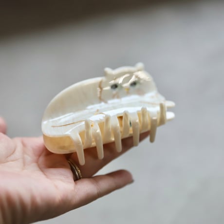 ククシュゼット 正規商品 ヘア アクセ クリップ かわいい 猫 フランス Coucou Suzette ペルシャ ネコ ヘア クロー ホワイト(persiancatclaw)