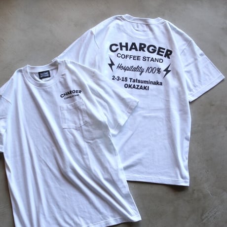 CHARGER COFFEE STAND Tシャツ チャージャーコーヒースタンド オリジナル ポケット付き ロゴ Tシャツ