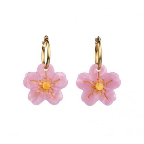 ククシュゼット 正規商品 ピアス レディース 両耳用 桜 花 かわいい フランス サクラ イヤリング ピンク (sakuraear)