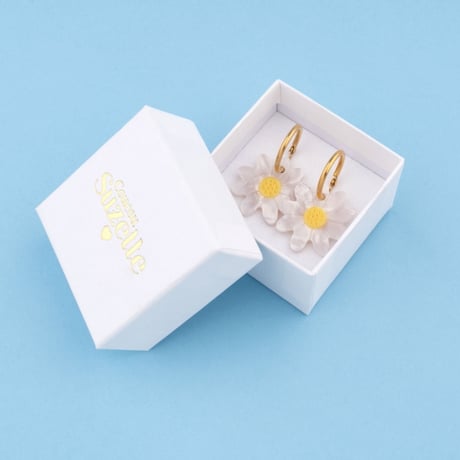 ククシュゼット 正規商品 ピアス レディース 2個売り 両耳用 花 かわいい フランス デイジー イヤリング ホワイト (daisyear)