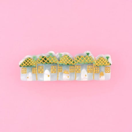 ククシュゼット 正規商品 ヘア アクセ ピン 新作 冬 クリスマス 雪 Coucou Suzette スノータウン 5連 ヘア クリップ グリーン×水色(snowytownclip)