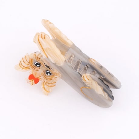 ククシュゼット 正規商品 ヘア アクセ クリップ 犬 Coucou Suzette ヨークシャテリア ヘア クロー  ベージュ×グレー(yorkshireclaw)