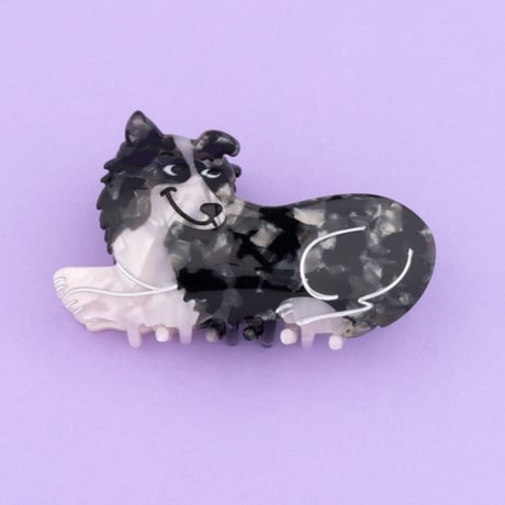 ククシュゼット 正規商品 ヘア アクセ クリップ 犬 ボーダーコリー ヘア クロー ホワイト×ブラック (collieclaw)