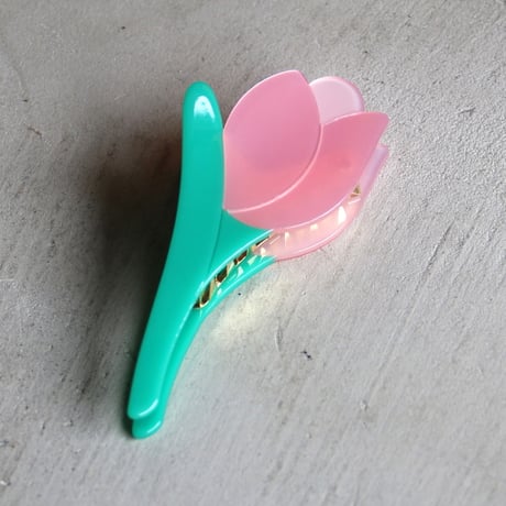 ククシュゼット 正規商品 ヘア アクセ クリップ かわいい 花 フランス Coucou Suzette チューリップ ヘア クロー ピンク(singletulipclaw)