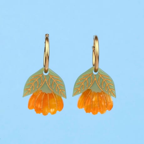 ククシュゼット 正規商品 ピアス レディース 2個売り 両耳用 花 かわいい フランス キンセンカ カレンデュラ イヤリング (calendulaear)