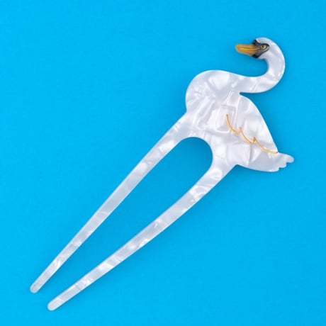 ククシュゼット 正規商品 かんざし ヘアコーム アクセ 鳥 個性的 おしゃれ Coucou Suzette 白鳥 ヘア スティック Swan Hair Stick ホワイト White