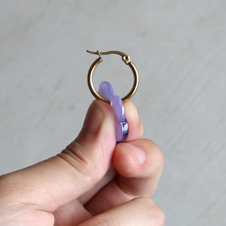 ククシュゼット 正規商品 ピアス レディース 両耳用 花 フランス パープル パンジー イヤリング パープル (pansyear)