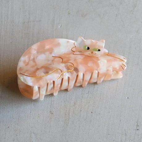 ククシュゼット 正規商品 ヘア アクセ クリップ かわいい 猫 トラ猫 茶トラ フランス Coucou Suzette ジンジャー キャット ヘア クロー ベージュ系 (gicatclaw)