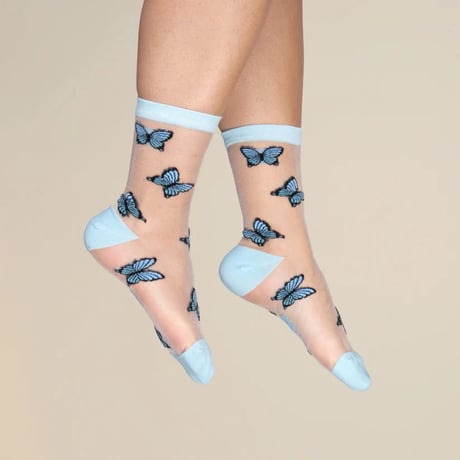 Coucou Suzett / ブルー バタフライ シアー ソックス / blbutterflyshsocks