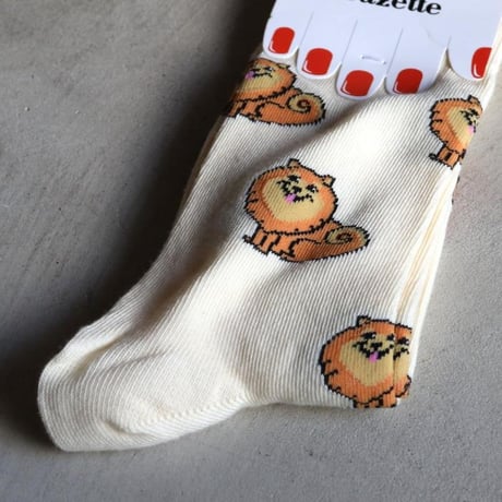 ククシュゼット 正規商品 靴下 レディース おしゃれ かわいい 犬 ギフト フランス Coucou Suzette スピッツ ソックス Spitz Socks クリーム Cream