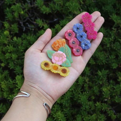 ククシュゼット 正規商品 ヘアアクセ クリップ ピン 花 ヘアピン フランス Coucou Suzette ポピー ヘア クリップ レッド  (poppyclip)