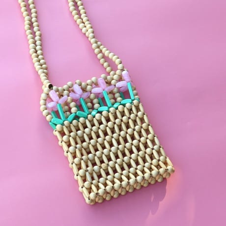 ククシュゼット 正規商品 ビーズ バッグ ショルダー かわいい 花 Coucou Suzette チューリップ ビーズ バッグ Tulip Beaded Bag ベージュ Beige