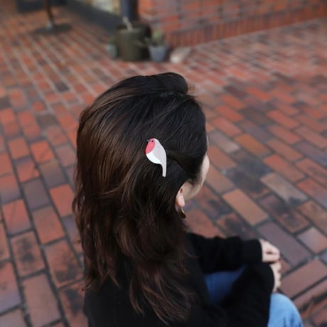 ククシュゼット 正規商品 ヘア アクセ クリップ ピン ヘアピン かわいい 鳥 ウグイス フランス Coucou Suzette コマドリ ヘア クリップ レッド×ベージュ(robinclip)