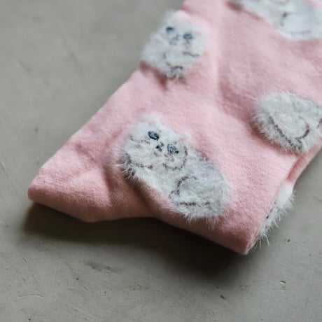 ククシュゼット 正規商品 靴下 レディース かわいい 猫 クルー丈 フランス ギフト Coucou Suzette ペルシャ キャット ソックス Persian Cat Socks ピンク Pink