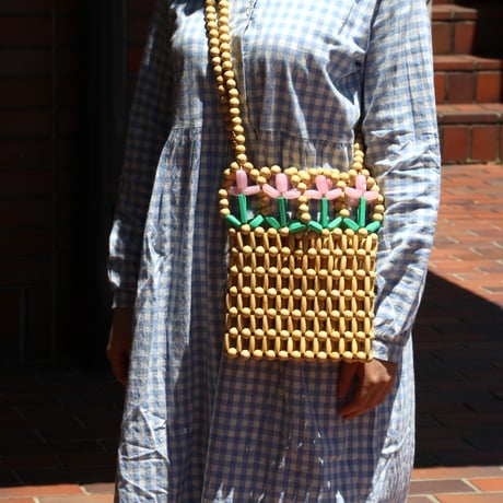 ククシュゼット 正規商品 ビーズ バッグ ショルダー かわいい 花 Coucou Suzette チューリップ ビーズ バッグ Tulip Beaded Bag ベージュ Beige