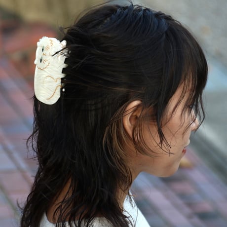 ククシュゼット 正規商品 ヘア アクセ クリップ かわいい 猫 フランス Coucou Suzette ペルシャ ネコ ヘア クロー ホワイト(persiancatclaw)