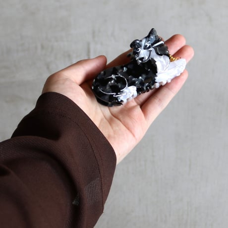 ククシュゼット 正規商品 ヘア アクセ クリップ 犬 ボーダーコリー ヘア クロー ホワイト×ブラック (collieclaw)