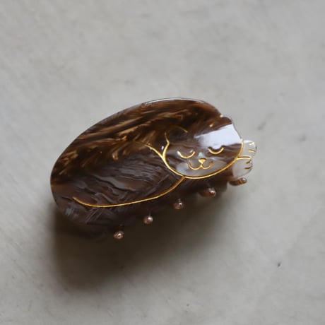 ククシュゼット 正規商品 ヘア アクセ クリップ かわいい 猫 フランス Coucou Suzette スリーピング キャット ヘア クロー ブラウン(sleepingcatclaw)