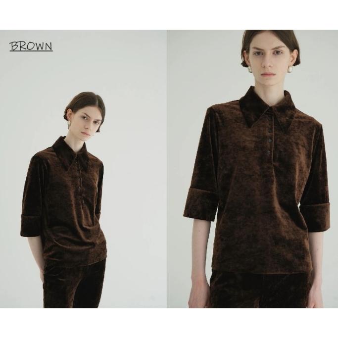 CLANE / CRUSHED VELOUR POLO TOPS / 191224062 |